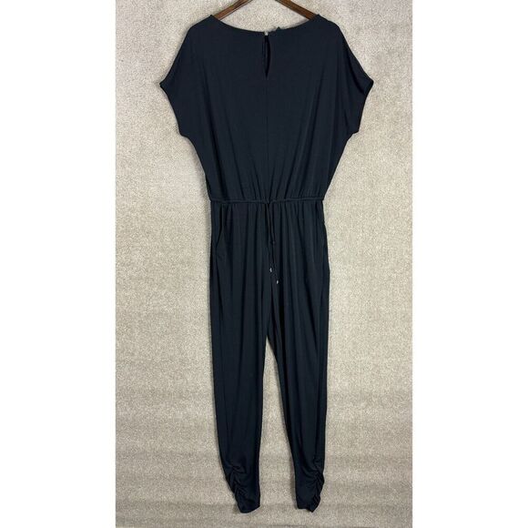 Lauren Ralph Lauren Jumpsuit Womens‎ Small Black Keyhole Neck Stretch Ruched Leg - Picture 1 of 12
